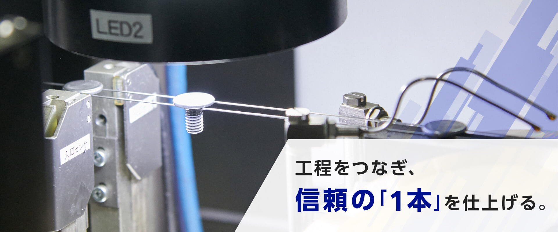 画像処理選別機による検査シーン。工程をつなぎ、信頼の「1本」を仕上げる。
